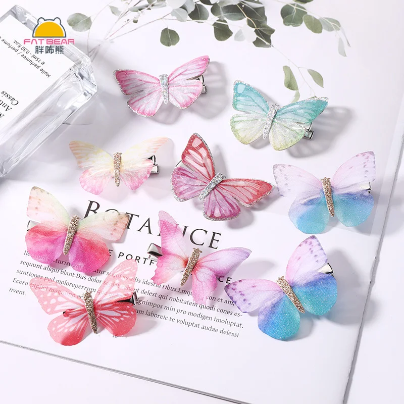 2PCS/Set Baby Fairy Shining Butterfly Hairpins Sequins Hair Clips Barrettes Colorful Clip Kids Party Wedding Cosplay Photography | Детская