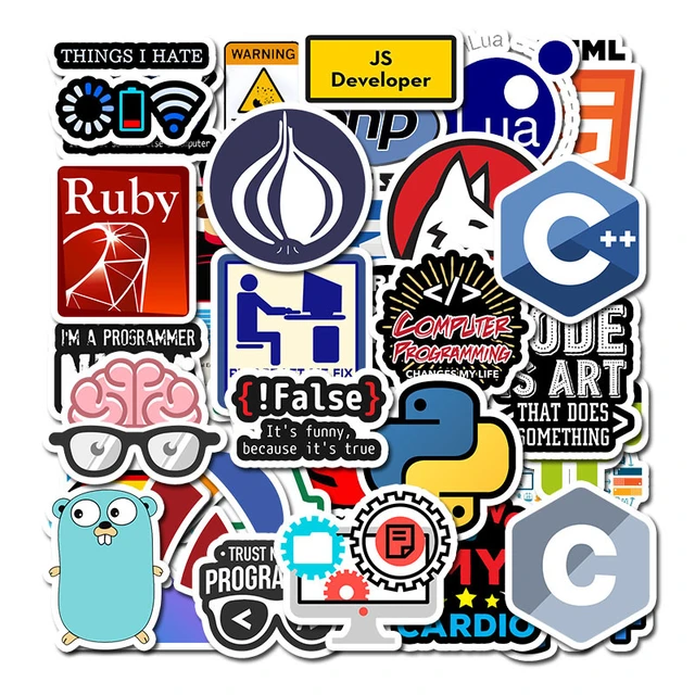 50 PCS Programming Stickers Technology Software Programs Data