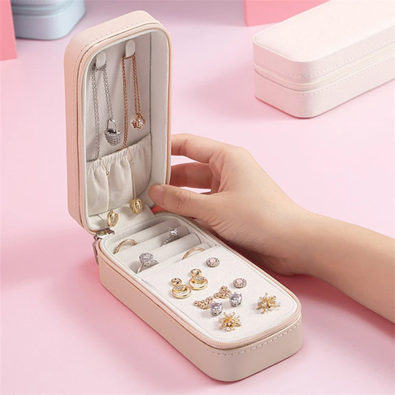 

JWWWBOX Korean Cute Rings Necklaces Earrings Bracelets Jewelry Packaging Display Box Portable PU Velvet Mini Jewelry Box JWBX28