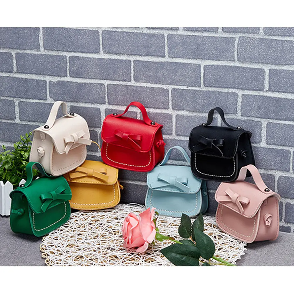 7 Colors Brand New Children Girls Bowknot Coin Purses Toddler Baby Girls Messenger Bags Princess School Shoulder Bags