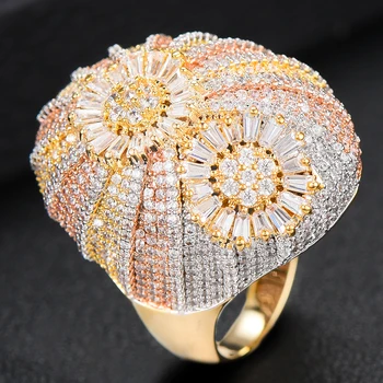 

GODKI Jimbora Brand Unique Delicate Big Flower Ring for Women Girl Daily Shiny Charm Fashion Finger Rings Jewelry Bridal Wedding