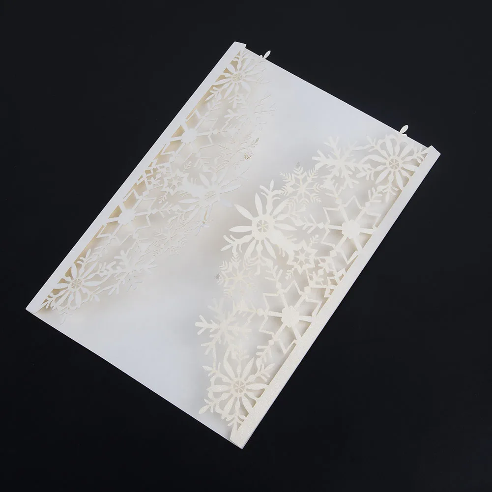 

Exquisite and beautiful 50 PCS Exquisite White Snowflake Hollow Invitation & Greeting Card for Wedding