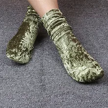 Женские ворсовые носки бархатные золотые бархатные носки без пятки осенне-зимние новые антифрикционные одноцветные женские серебряные шелковые носки