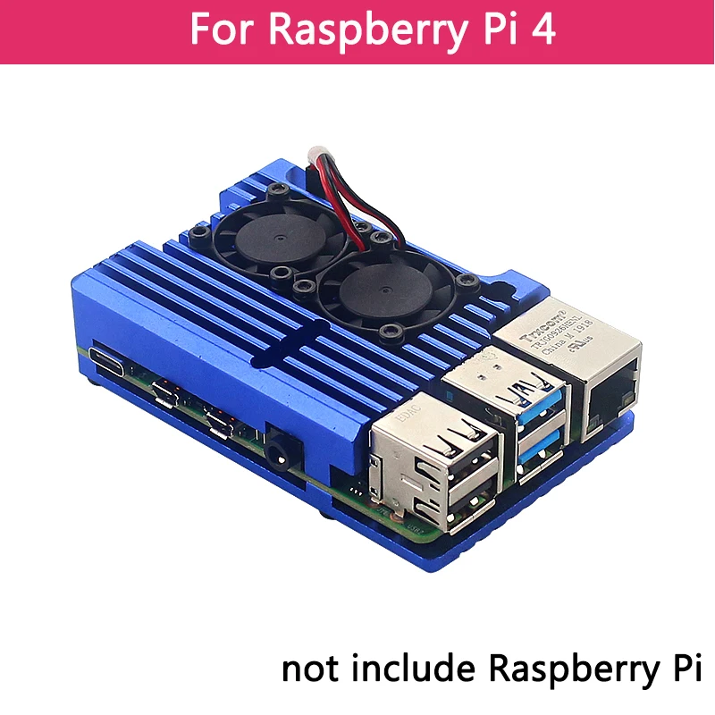 Двойные вентиляторы Raspberry Pi 4 модели B/3B+/3B 4 цвета Алюминий металлический чехол с супер два охлаждающим вентилятором+ радиаторы для Raspberry Pi 4/3 - Цвет: for 4B Blue