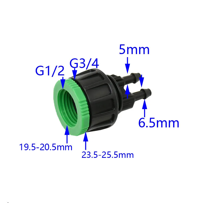 Female thread 1/2 3/4 to 4/7 hose 2-way connector 1/4 Splitter watering Y tap 1/4 Hose Pipe Splitter Quick connector 25pcs
