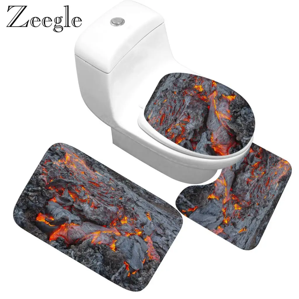 Zeegle 3pcs Bathroom Carpet Bath Mats Toilet Rug Absorbent Shower Rugs And Carpet Floor Mats Decor Toilet Seat Tank Cover Rug