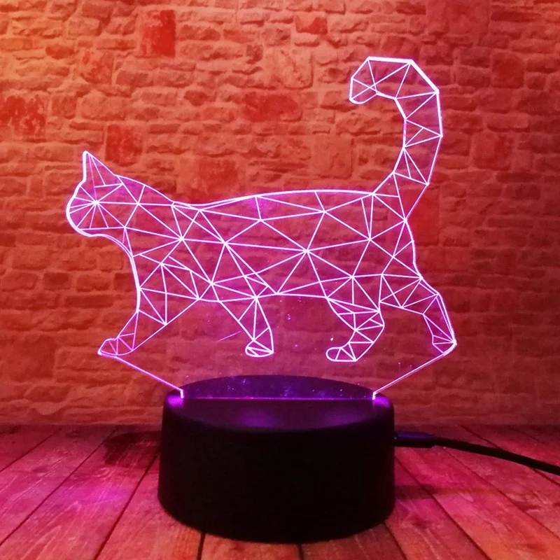 ABUI-портативная 3D Светодиодная ночнушка 7 цветов, меняющая удачу настольная лампа кота, украшение дома