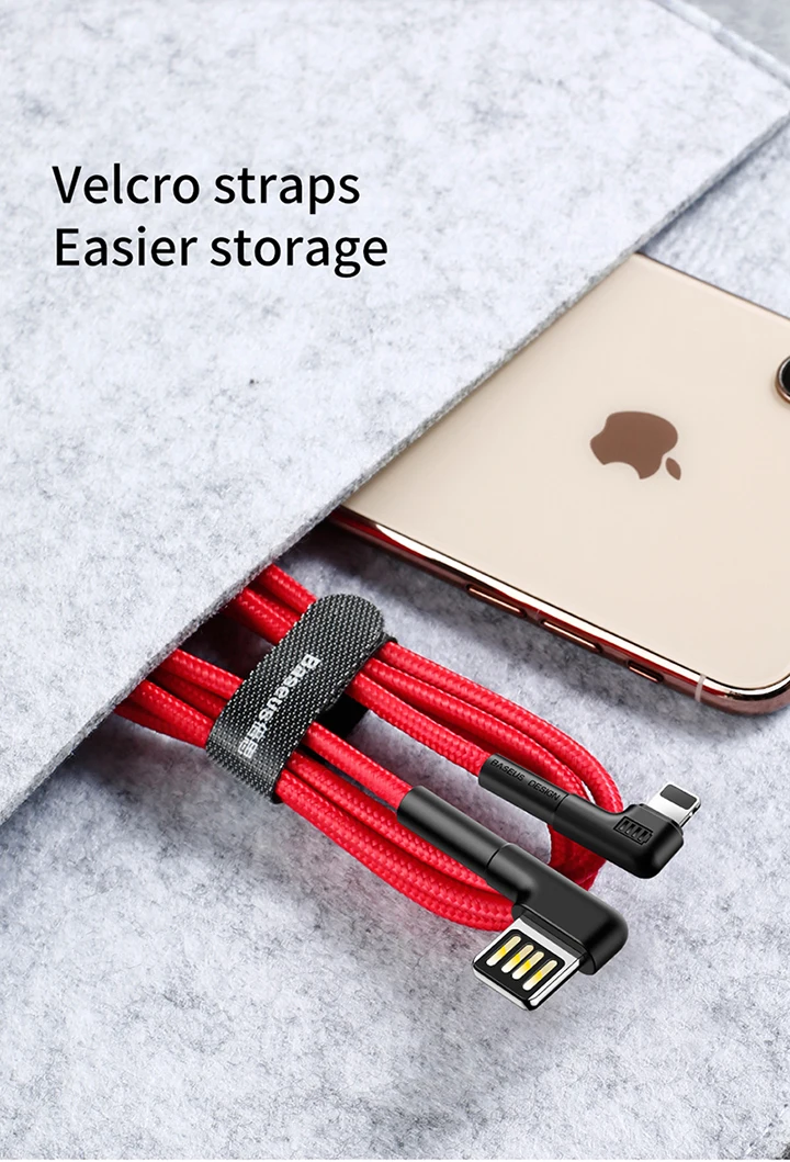 Baseus usb кабель для зарядки с двойным изгибом для iPhone 11 XS Max XR 8 Plus 2.4A быстрое зарядное устройство кабель для передачи данных USB шнур для зарядки
