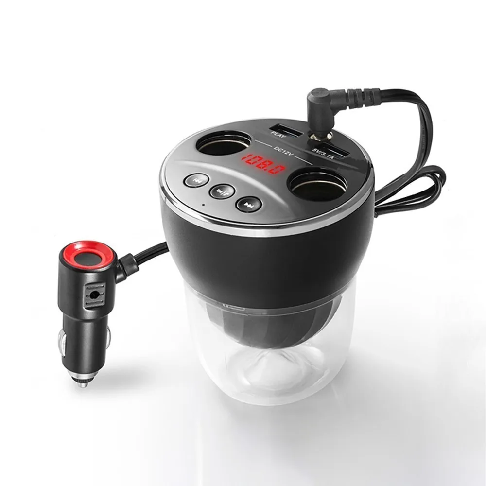 

Car Multi-Function FM Transmitter Music Palyer Hands-Free Wireless Bluetooth Stereo Player Safety Hammer Car Kit Charging Cup