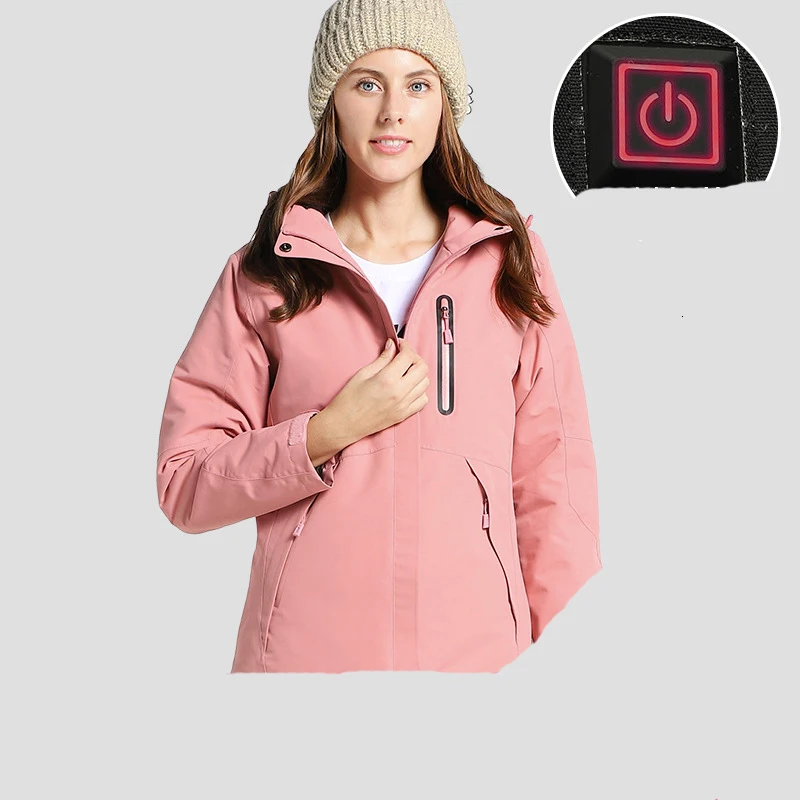 Pink Осенне-зимние модели, длинная уличная походная куртка для мужчин и женщин, умная USB теплая хлопковая одежда, теплая ветрозащитная одежда альпинистская - Цвет: Pink