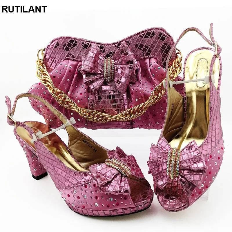 

Bag and Shoes Set Italy Nigerian Wedding Bag and Shoes Set Super High (8cm-up) Shoes and Bag Set African Sets 2019 Square