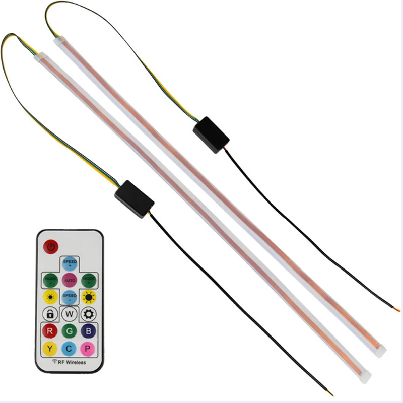 2019 new with steering two-color light guide tear lamp modified daytime driving lamp headlight silicone decorative strip 45 / 60