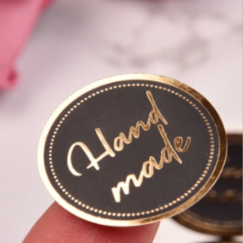 Vendedor Caliente Pegatinas adhesivas hechas a mano para fiesta de boda, 80 Uds., negro, redondo, estampado en caliente, 3cm 1gNWbVMRJRB