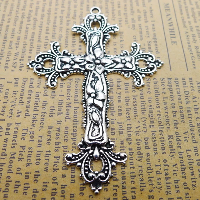 Cross Charms Jewelry Making, Antique Silver Cross Charms