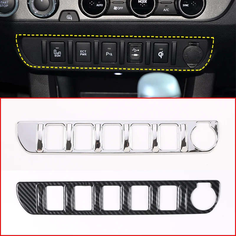 

Car Central Control Switch Function Button Panel Cover Trim ABS Carbon Fiber For Toyota Tacoma 2016-2020 Interior Accessories