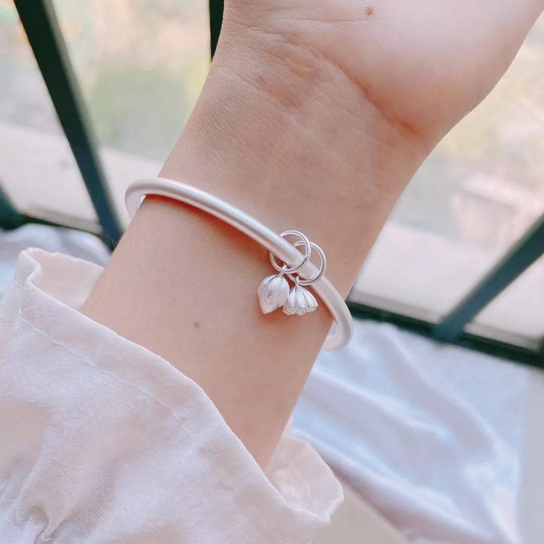VENTFILLE 925 Sterling Silver Bamboo Frosted Bracelet for Women Temperament  Retro Jewelry Birthday Gift Wholesale - AliExpress