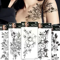 Tattoo Stickers Black Flower Colorful Body Art Tattoos Waterproof Body Tattoo Stickers Art F4T5 Fake T K0D9