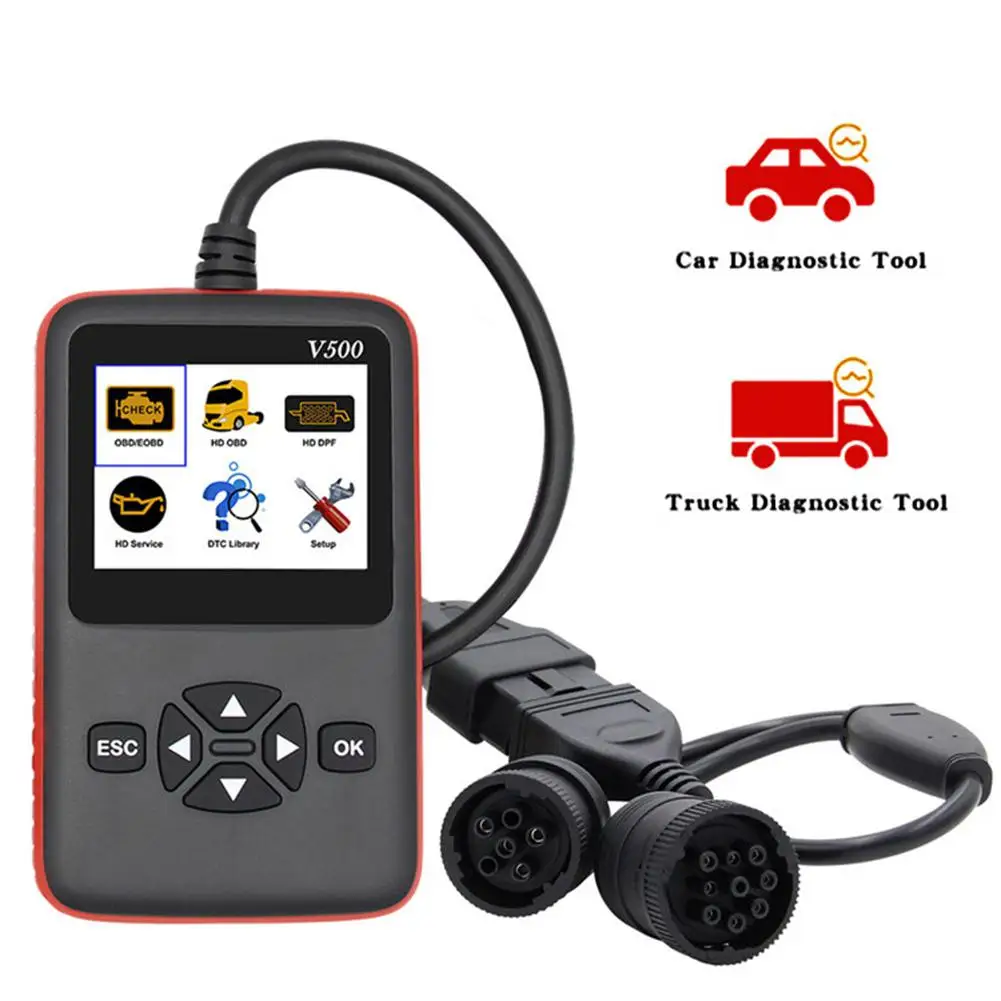 #*Cheap V500 OBD2 EOBD Trolley Truck Car Fault Reading Card Detector Diesel Vehicle Diagnostic Instrument Engine Scanner