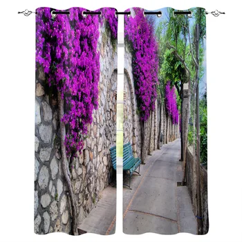 

Multi-size The Flowerbeds Window Curtains Polyester Fabric Living Room Curtain Home Decor