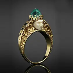 Ретро мода Королевский Король изображение мужское кольцо креативный Благородный роскошный золотой цвет ЗЕЛЕНЫЙ Хрустальный Камень