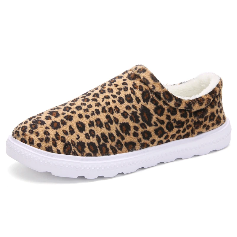 Размер 36-46, женская домашняя обувь, уличная прогулочная Мужская теплая противоскользящая женская обувь из толстого плюша, обувь для девочек, зимняя обувь с леопардовым принтом