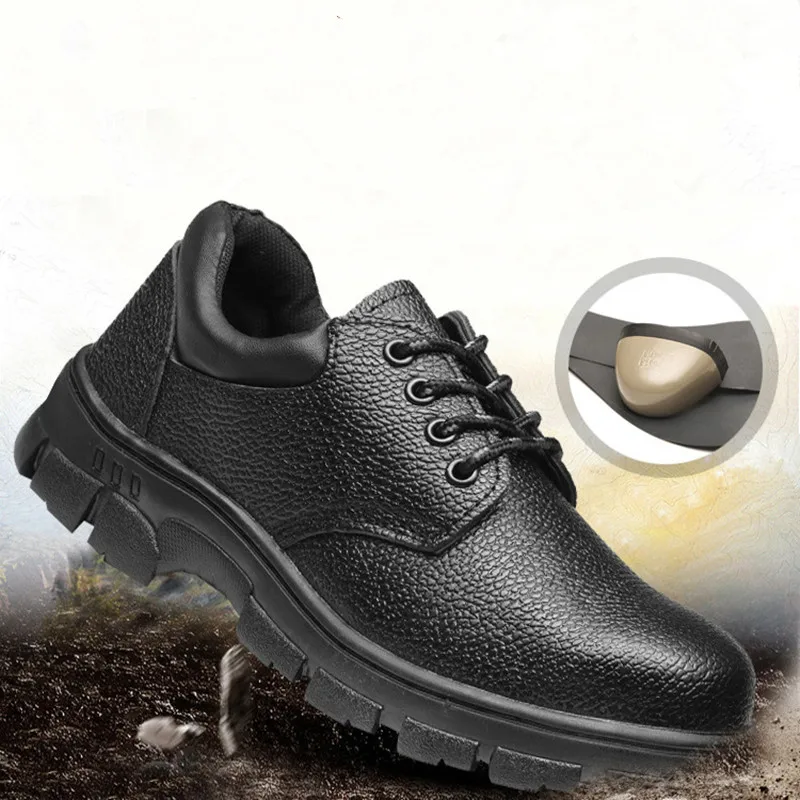 

Men Labor Insurance Shoes Microfiber Leather Breathable Oil Acid Resistant Work Boots Collision Spurs Anti-scalding Safety Shoes