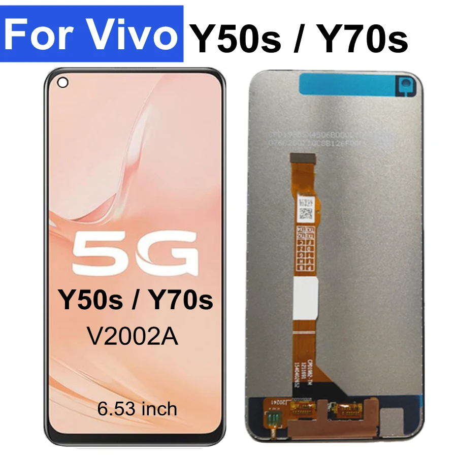 

6.53" Black For Vivo Y50S Full LCD Display Touch Screen Digitizer Assembly Replacement for Vivo y50s Y70S 5G V2002A LCD