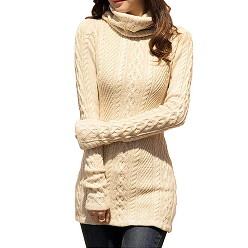 Long Sweater Dress Women Turtleneck Autumn Thick