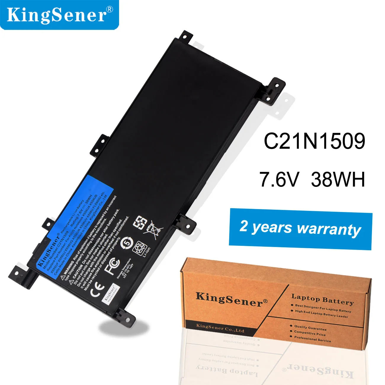 Bateria do Portátil para Asus Kingsener Nova Notebook X556ub X556uf X556uj X556uq X556ur X556uv A556u Fl5900u C21n1509 X556ua - Imagem 2