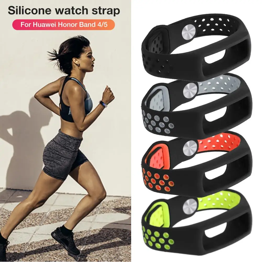 

Adjustable Watch Strap Replacement Watch Band Double Color Silicone Breathable Wristband Strap For Huawei Honor 4 / 5 Bracelet