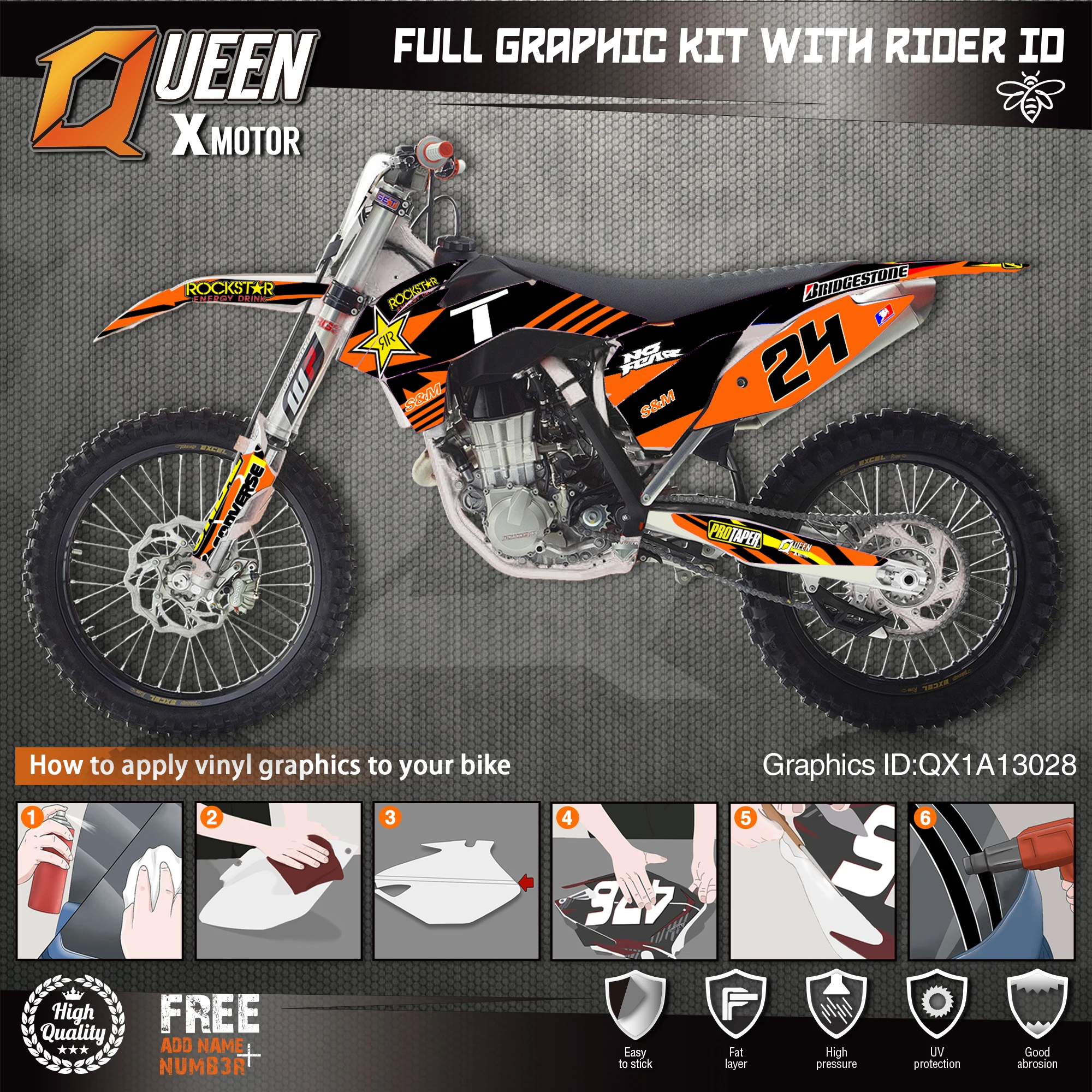 QUEEN X MOTOR Custom Team Graphics наклейки 3 м набор наклеек для KTM 2013 2014 2015 SX SXF 2016 EXC XC W F