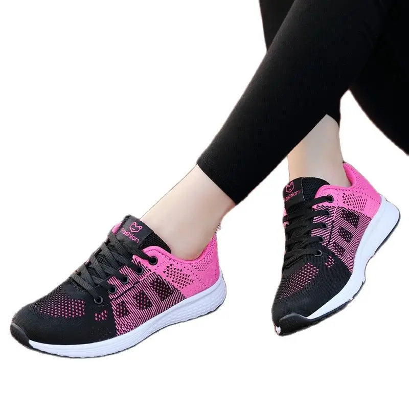 2021 Spring New Style Skate Shoes Women's Fly Woven Breathable Mesh Sports Footwear Flat Students Running | Обувь