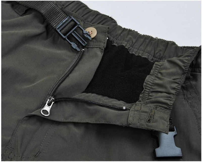 Men's Cargo Fleece Pants Double Layer Winter Thick Warm Pants Overalls Casual Cotton Rip-Stop Military Tactical Baggy Trousers