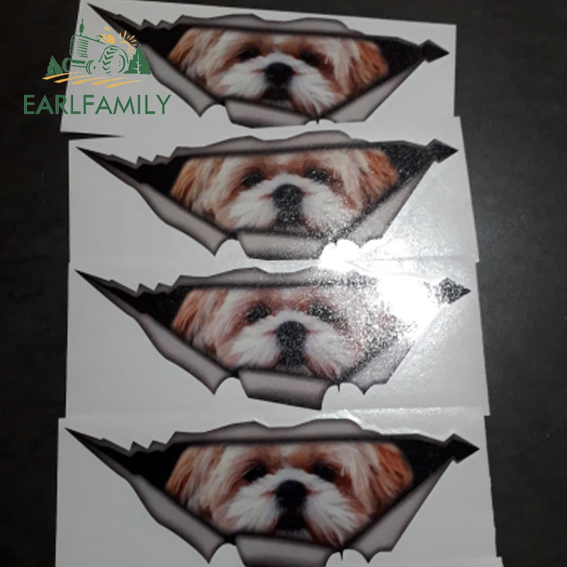 EARLFAMILY 15 см x 6 см Shih tzu 3D забавная наклейка для автомобилей Pet наклейка с собакой креативный модифицированный стикер s водонепроницаемый автомобильный Стайлинг украшение