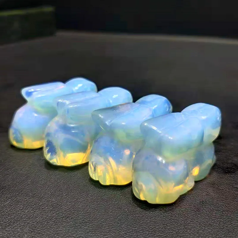 1 шт. натуральный ручной резной полированный светящийся опал кролики хрустальные