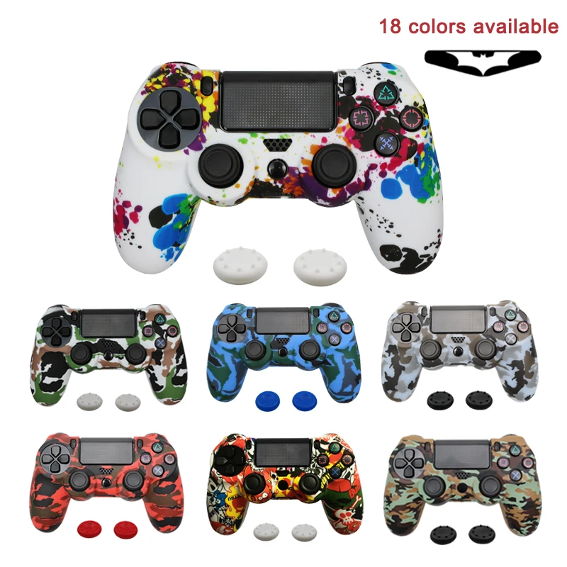 

For PS4 Controller Gamepad Camo Silicone Cover Rubber Skin Grip Case Protective For Playstation 4 Joystick with led light bar