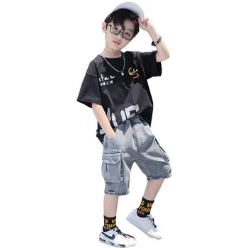 

Children's Sets boys clothes kids clothes cotton short casual trouser two-pieces set 110-160cm jongens kleding children clothes