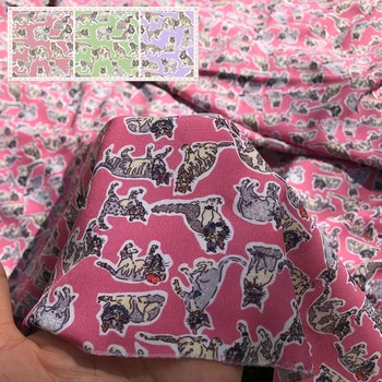 

Crepe de chine polyester fabric 145 cm width cartoon cat printed shirt dress handmade diy custom fabric alibaba express