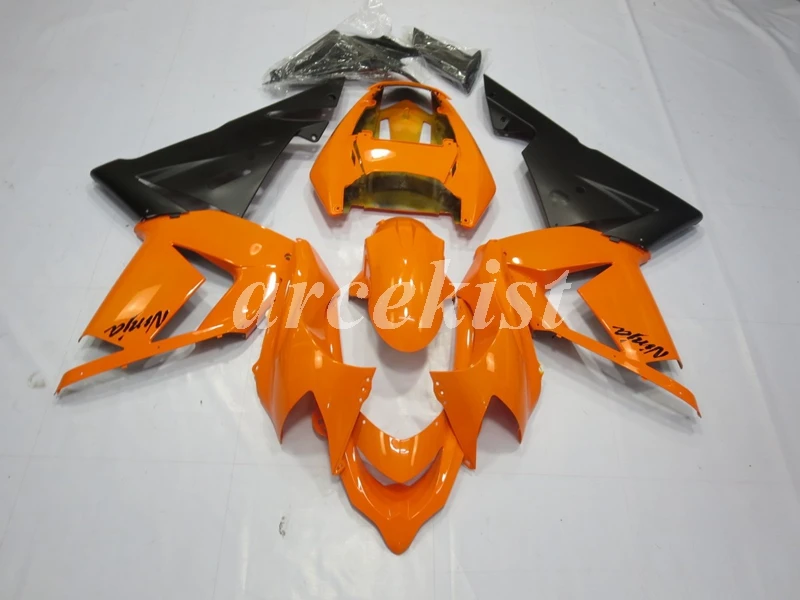 4 подарки ABS мотоцикл обтекатели комплект подходит для Kawasaki Ninja ZX-10R ZX10R 2004 2005 04 05 Кузов Набор черный - Цвет: orange black