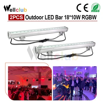 

2pcs 18x10w RGBW 4In1 Pixel outdoor LED Bar Led Wall Washer Light DMX512 for building washer Flood Light DJ Bar Party Stage