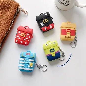 

3D Donald Duck Mickey Minnie backpack design Silicone Case For AirPods 2 cute Cover Bluetooth Earphone Case For Airpods keychain