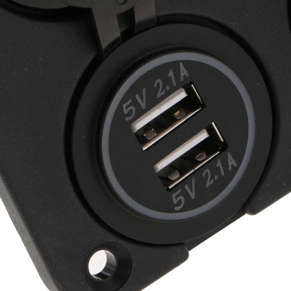 4 в 1 панель | двойной 5 В/2,1 а USB зарядное устройство+ напряжение+ светодиодный кнопка+ 12 в разъем питания