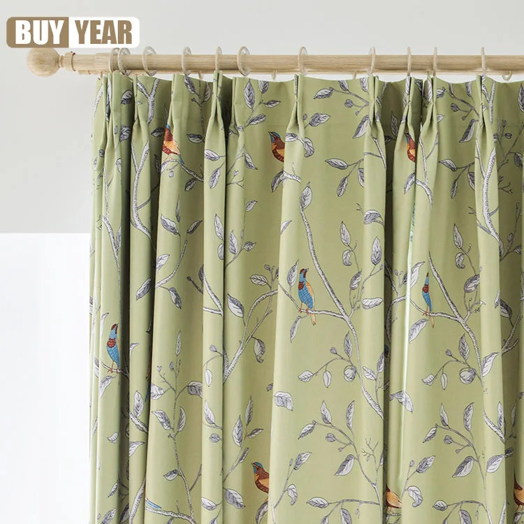 

Birds and Flowers Are Open Curtains for Living Dining Room Bedroom Blackout Rural and Rural Sound-nsulating and Heat-insulating