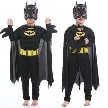 

2019 Children Batman Vampire Muscle Costumes & Masks Cape Boy Superhero Cosplay Halloween Masquerade Party Superman Costume