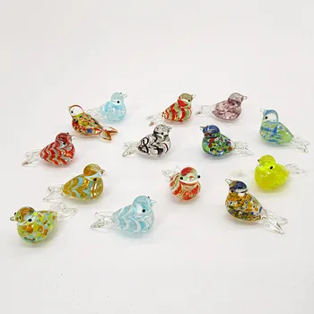 

Custom handmade mini Thumb size design glass bird figurine Easter colorful lovely animal ornament home garden decor accessories