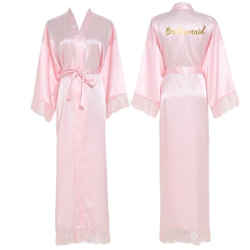 YUXINBRIDAL новые шелковые, атласные, с кружевами халат подружки невесты Свадебные платья Одежда для невесты на свадьбу, одежда с длинными банный халат; банный Неглиже