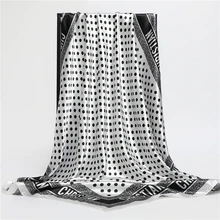 

Luxury Brand Satin Silk Square Scarf Women Hijab Dot Print Headband Neckerchief Muffler Bandana Female Shawl Wrap Foulard 2021