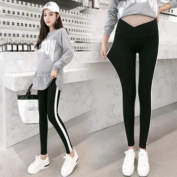 

023# 2020 Autumn Thin Cotton Maternity Skinny Legging Across V Low Waist Belly Pencil Pants Clothes for Pregnant Women Pregnancy
