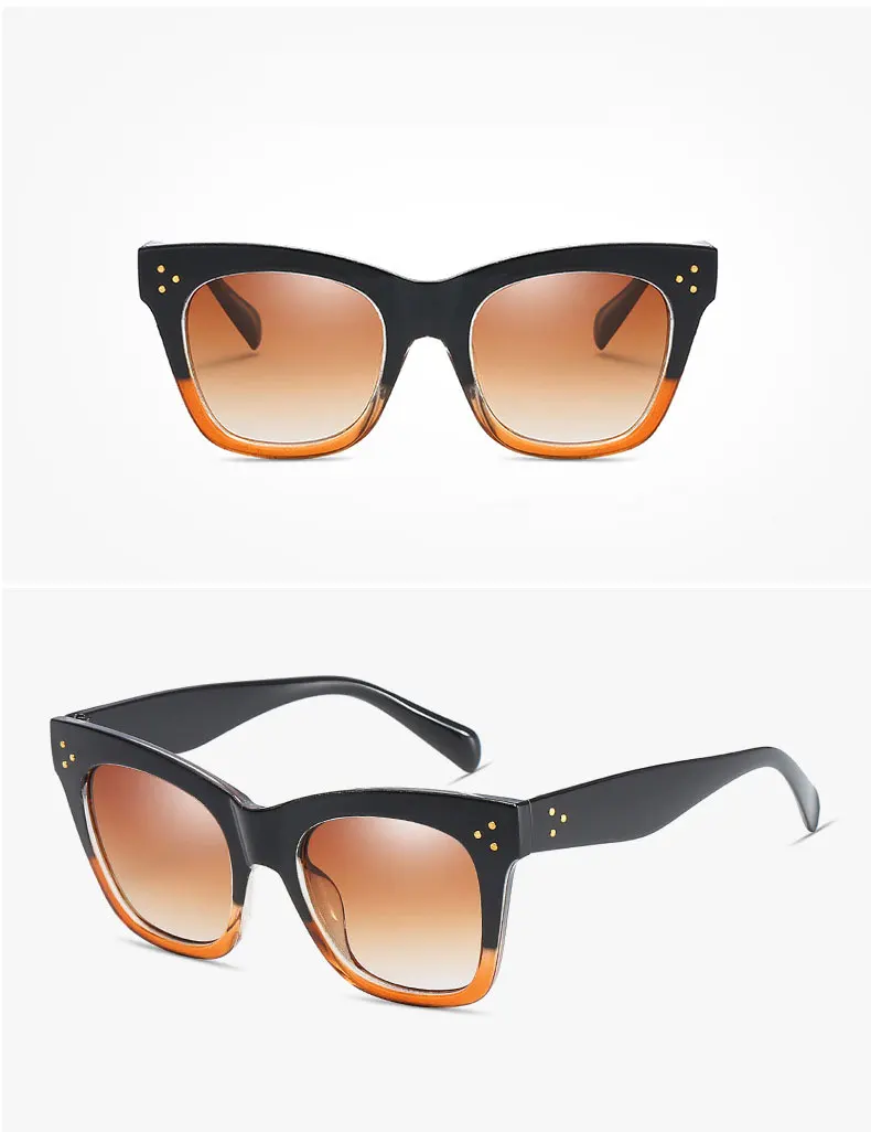 Модные негабаритные Квадратные Солнцезащитные очки женские сексуальные уличные затененные солнечные очки люксовый бренд негабаритных заклепок солнцезащитных очков для женщин s