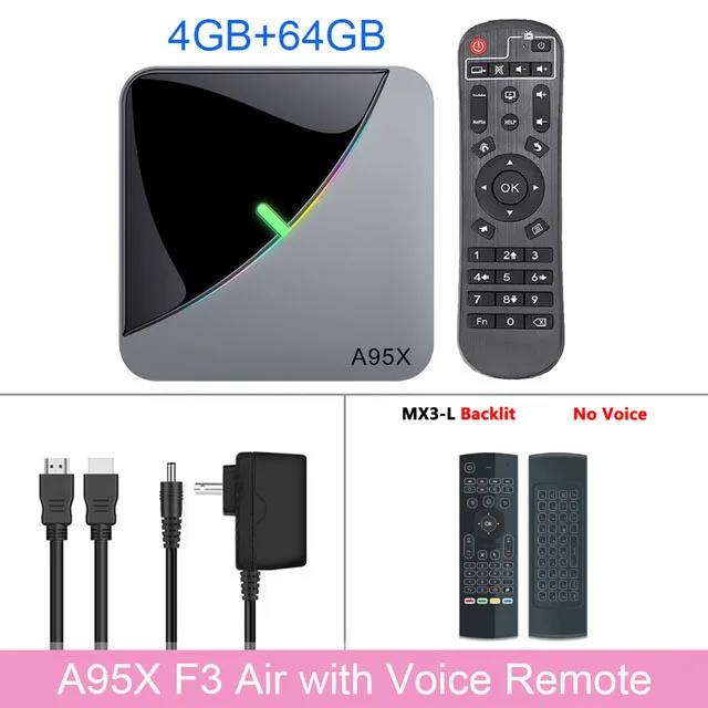 A95X F3 Air 4 Гб 64 Гб RGB светильник Smart tv box Android 9,0 google tv box Amlogic S905X3 Wifi 4K 60fps Netflix Youtube медиаплеер - Цвет: 4GB 64GB MX3B